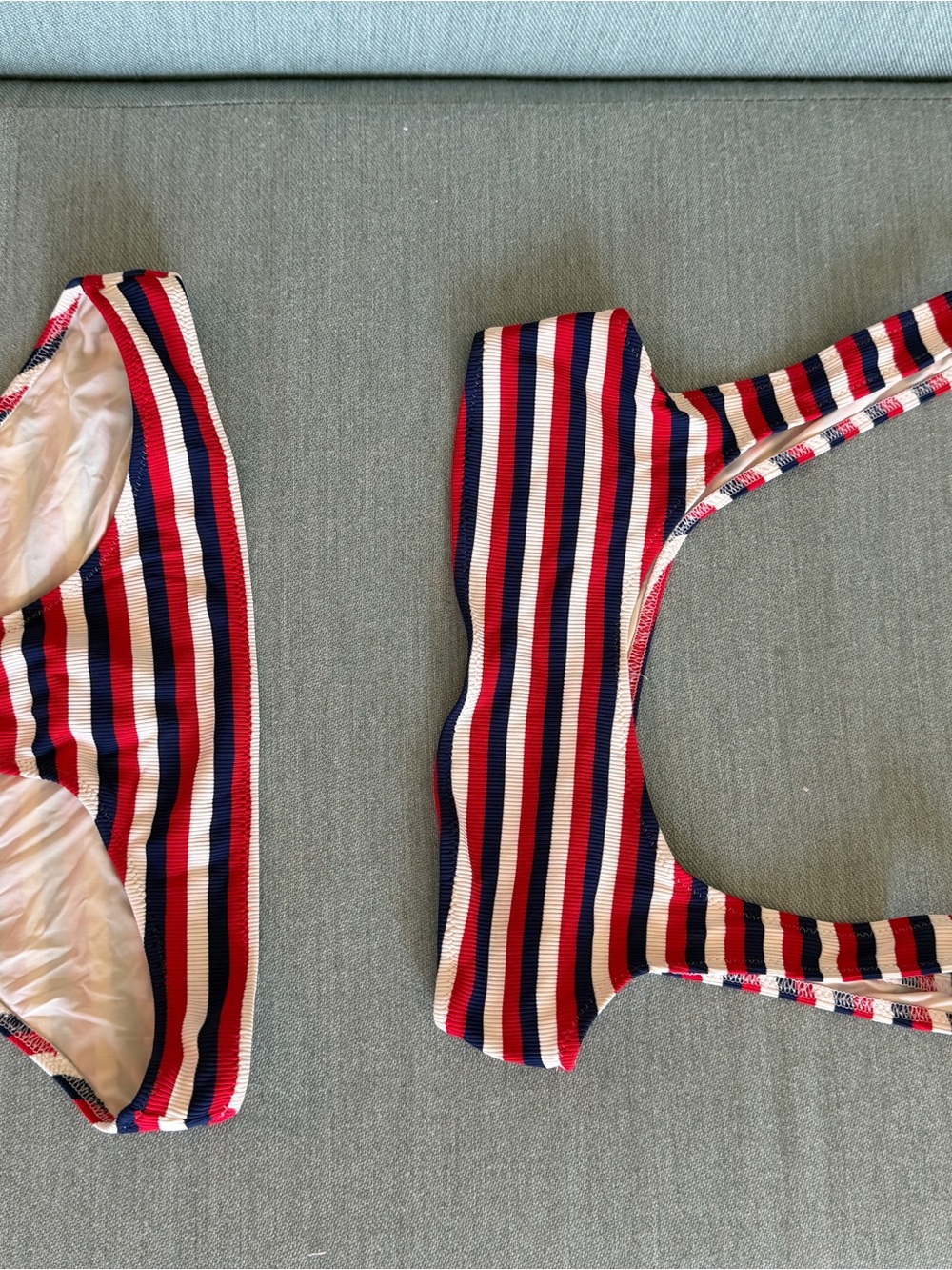 SOLID & STRIPED Red, White & Navy Ribbed Bikini Set